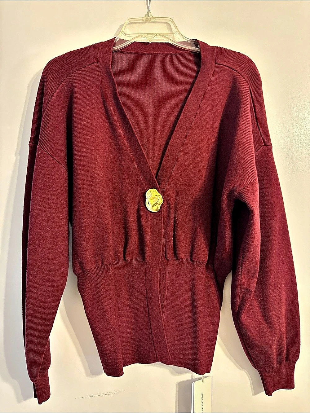 Commense Golden Button Plain Cardigan Maroon Size L